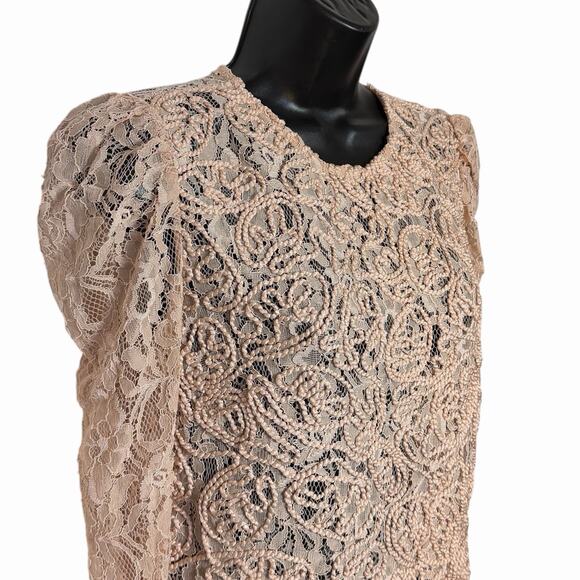 ZARA TRAFALUC SHEER LACE BLOUSE PEACH COQUETTE FAIRY COTTAGE CORE BOHO SIZE M - Picture 2 of 6